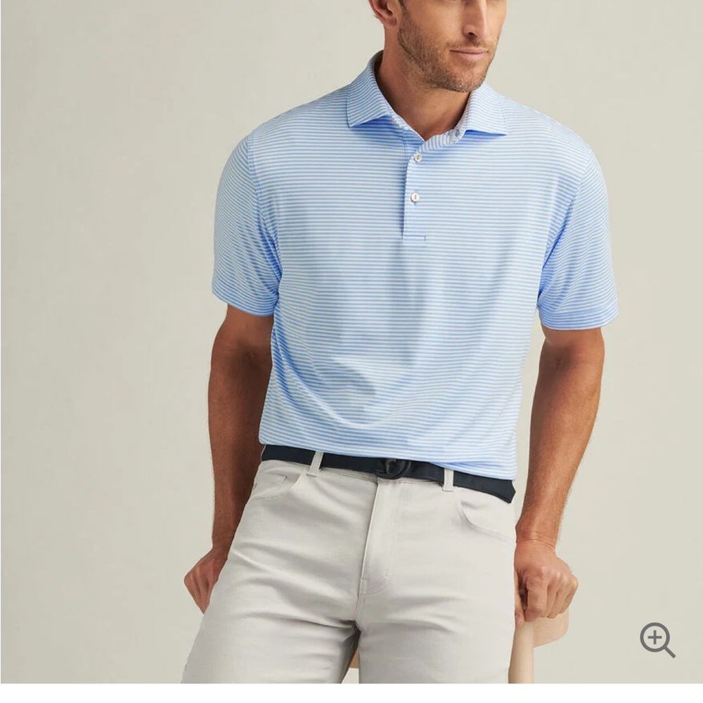 Peter Millar Hales Performance Jersey Polo Shirt Classic Design Blue Stripe XL
